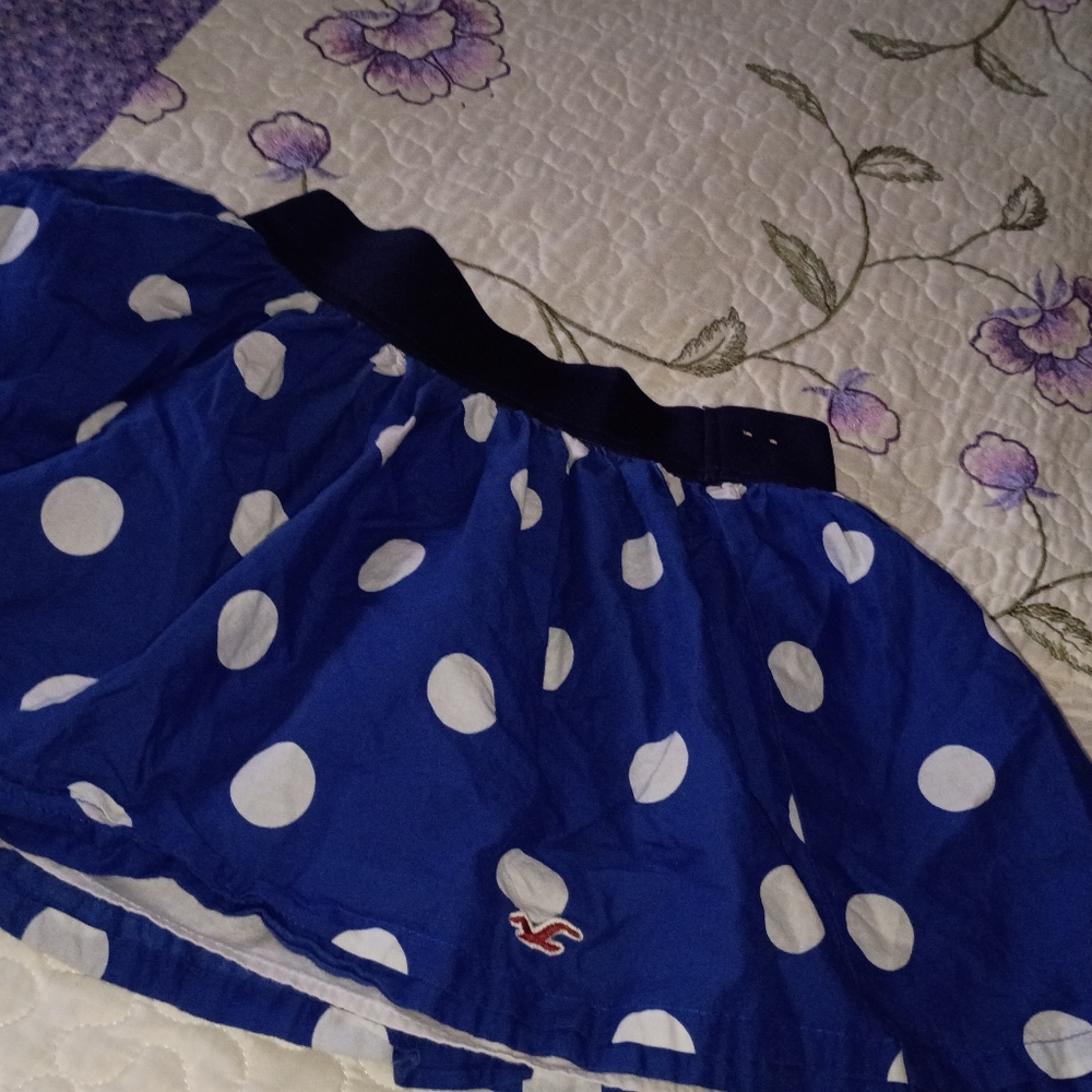 Vintage Y2K Hollister Mini Skirt Preppy School Girl Pleated M Polka Dots Barbie